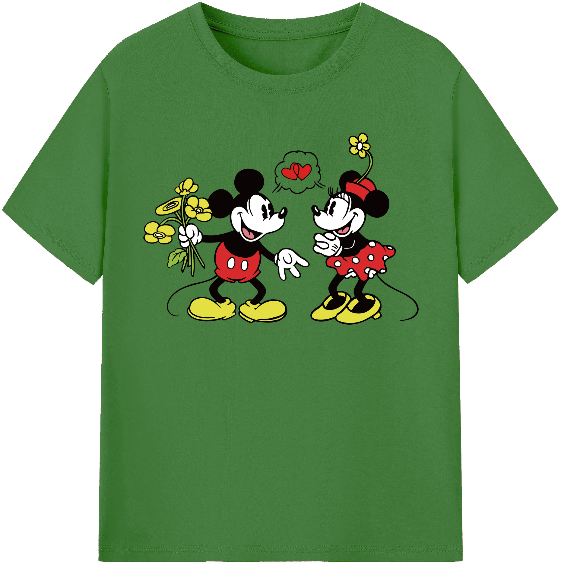 （画像用） ミッキーマウス Mickey Mouse レディースカジュアルプリントTシャツ（綿100％）